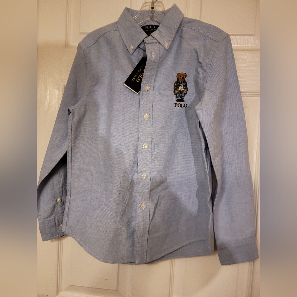 NEW Ralph Lauren Polo Bear Boys Oxford Shirt 10-12